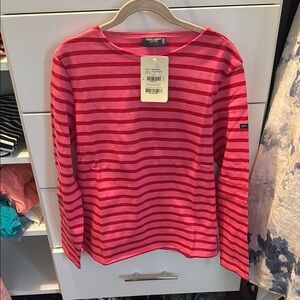 Saint James Red Striped Long Sleeve Shirt